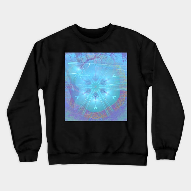 Mysterious lights in the forest Crewneck Sweatshirt by hereswendy